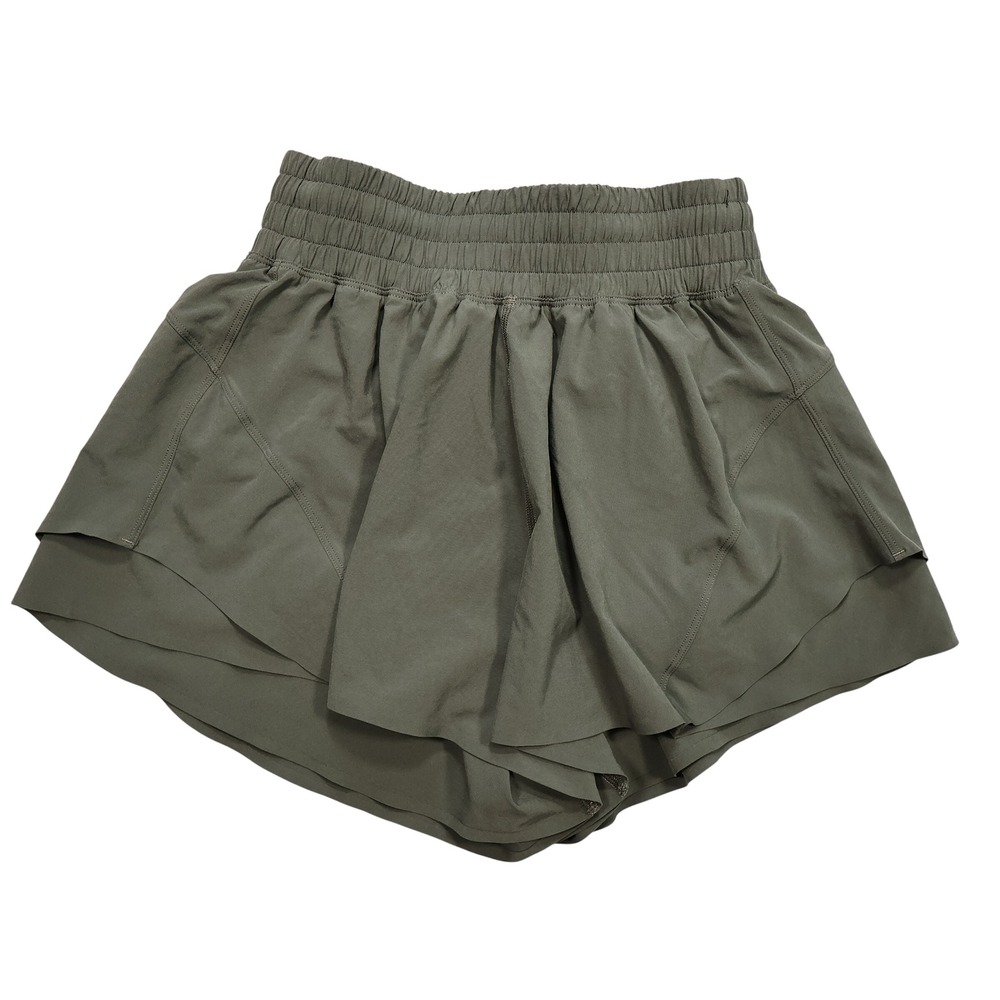 LULULEMON Women's XXS Army Green Shake It Out High-Rise Lined Running Shorts
